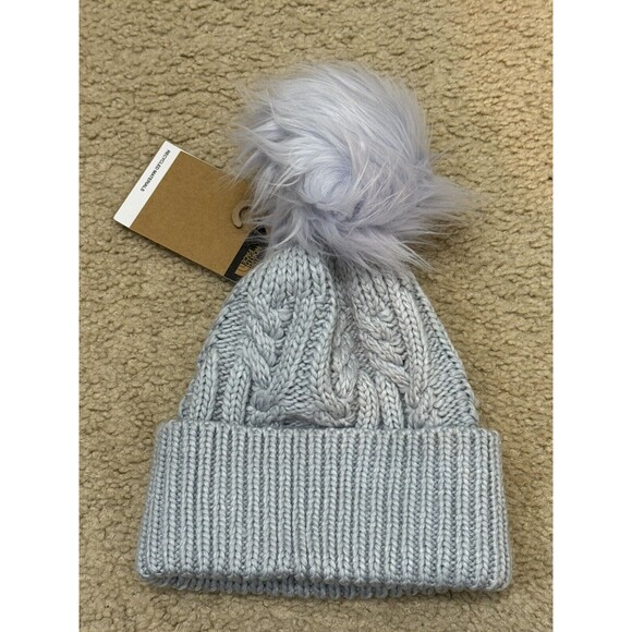 NWT The North Face W Oh Mega Fur Pom Lined Women’s Beanie Hat, Dusty Periwinkle - Picture 5 of 9